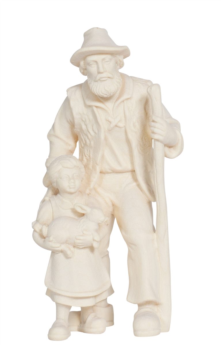 Kostner Nativity Shepherd with Girl and Rabbit