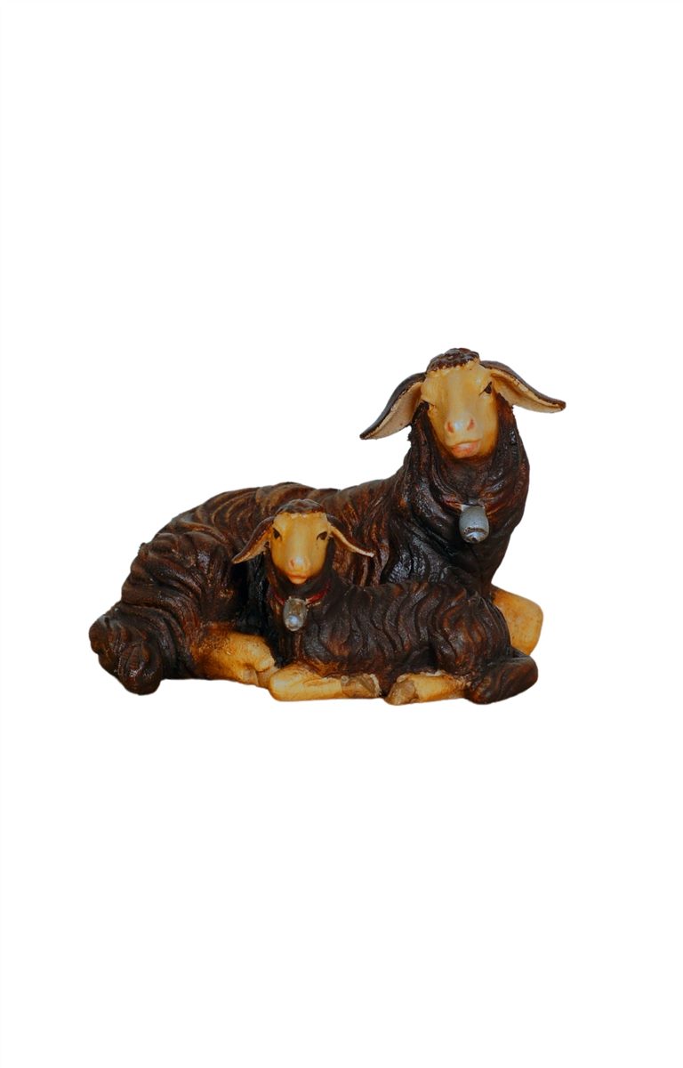 Kostner Nativity Sheep lying with Lamb black