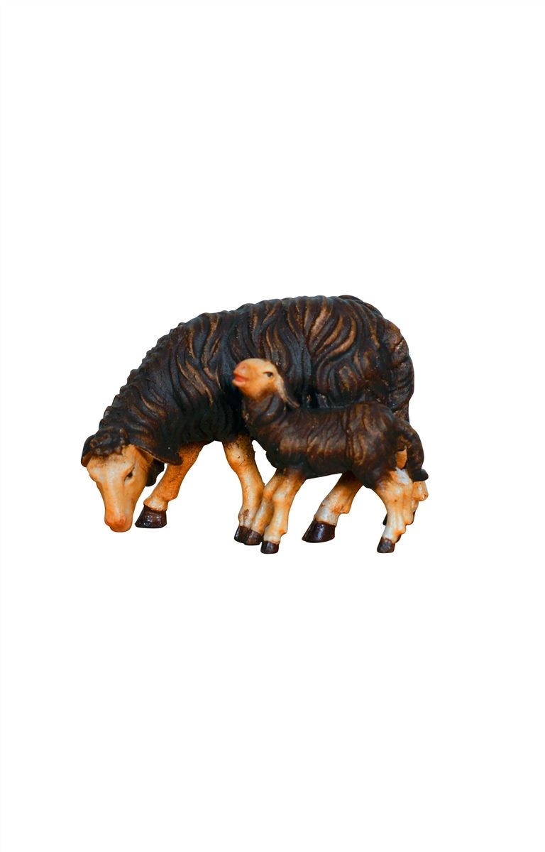Kostner Nativity Sheep Grazing with Lamb Black
