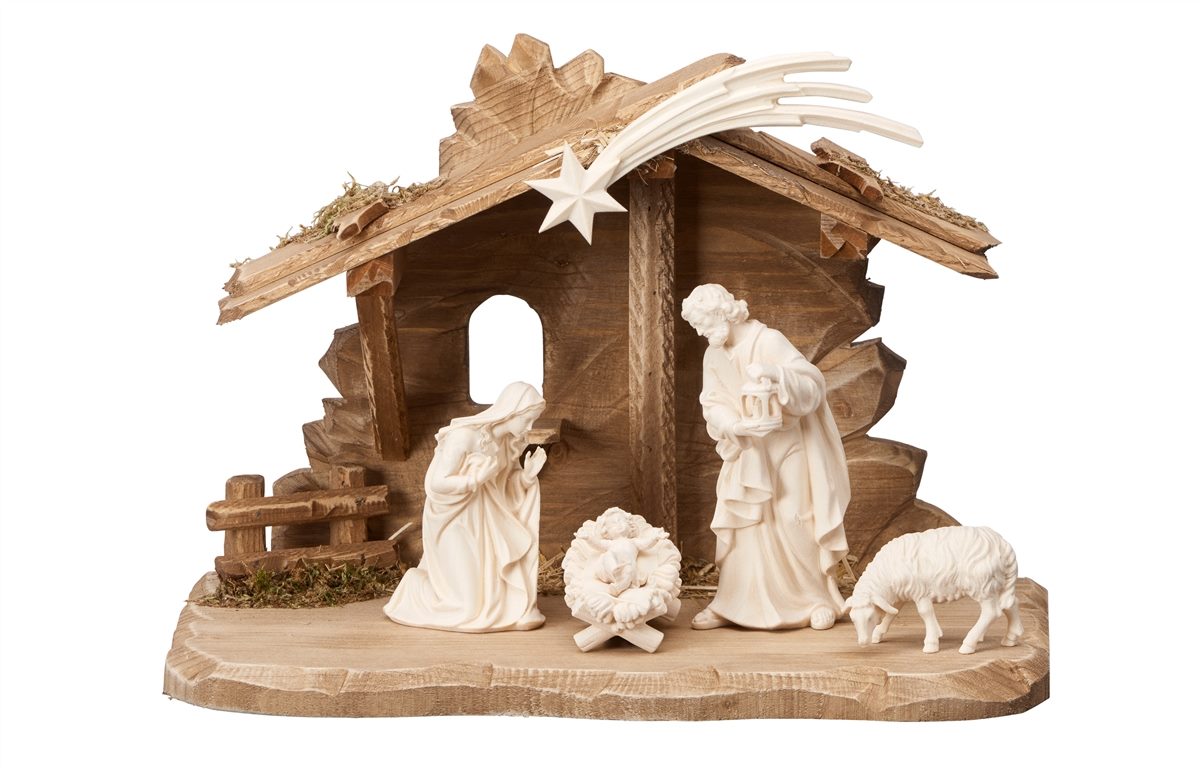 Kostner Nativity Set 7 pieces - Family Stable Tyrol