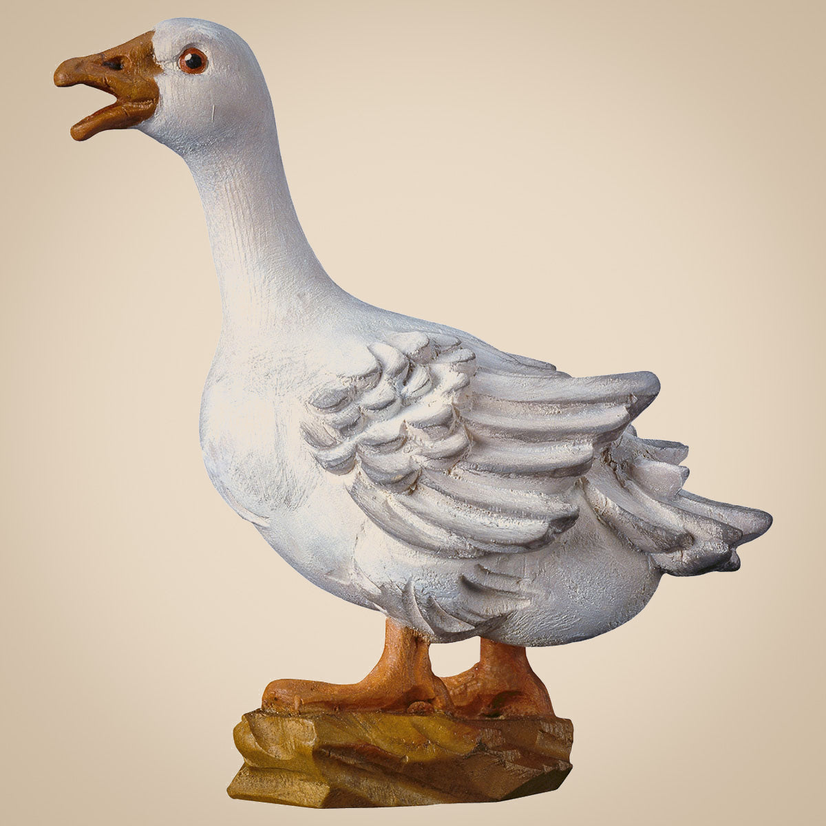 Heilige Krippe Gans quakend Holzgeschnitzt