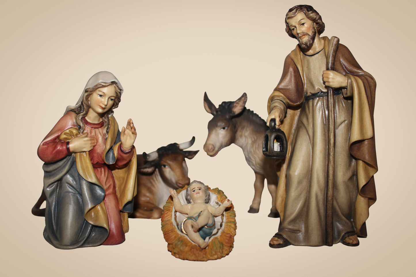Hl.Familie-Ochs-Esel-Heilige-Krippe-holzgeschnitzt