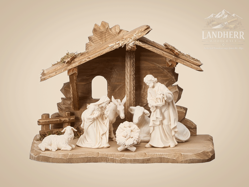 Kostner-Krippe-Set-7-teilig-Familienstall-Tirol-2-natur