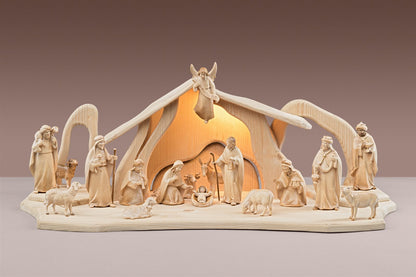 LI Licht Krippenset 17 Figuren + Stall Licht + Beleuchtung