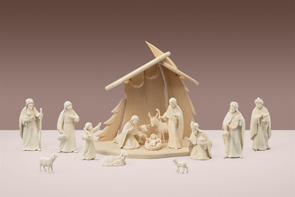 LI Stall Tannenbaum + 15 Figuren Licht Krippe
