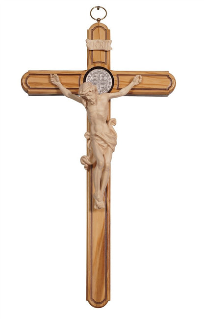 Benedikt Kreuz Olivenholz mit Christus Leonardo