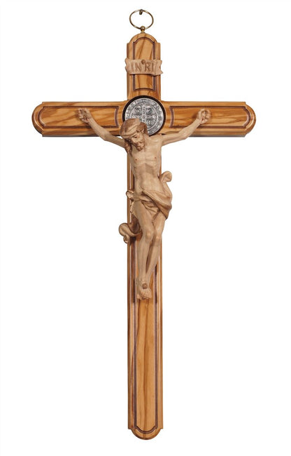 Benedikt Kreuz Olivenholz mit Christus Leonardo