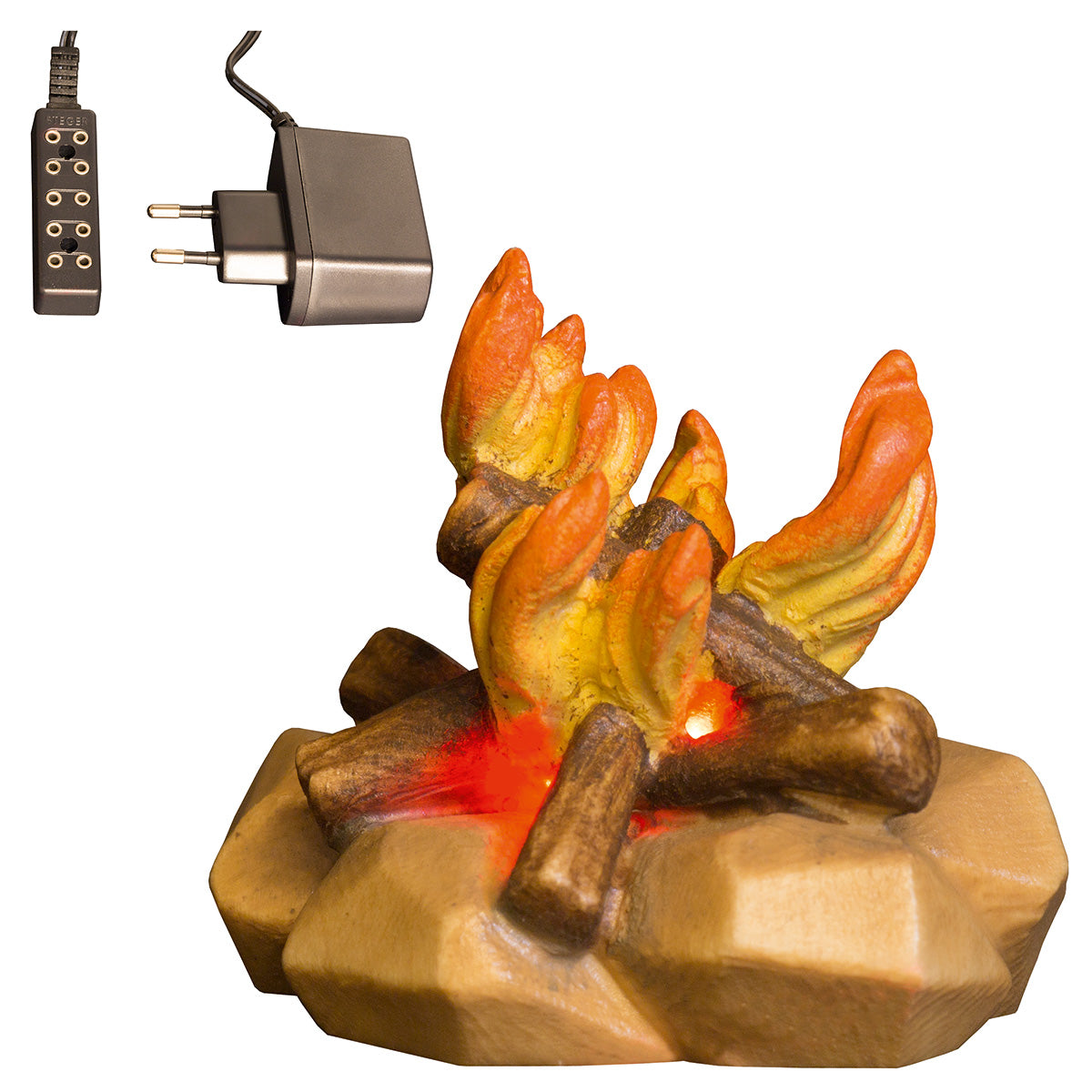 Ulrich Krippe Feuer mit LED Licht und Transformator