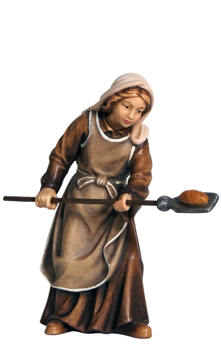 Kostner Krippe Hirtin mit Brotschieber