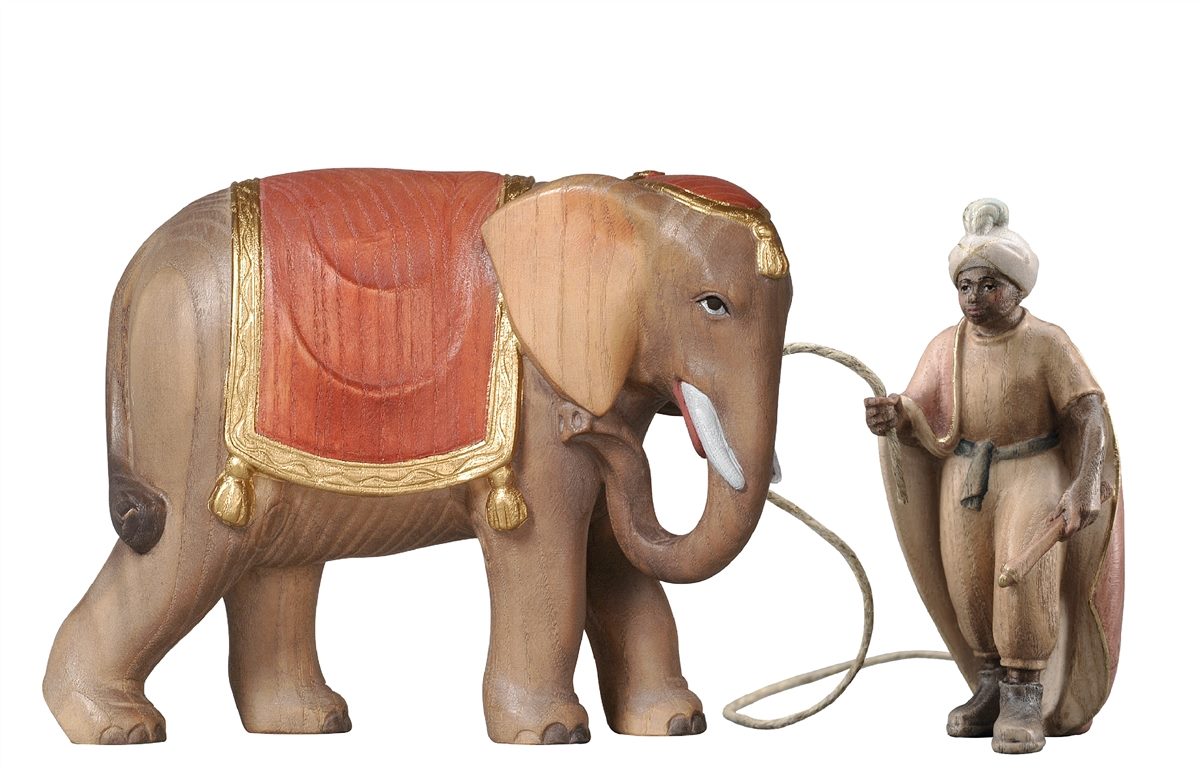 Belén de Pema con elefante. Elefante con conductor y elefante.