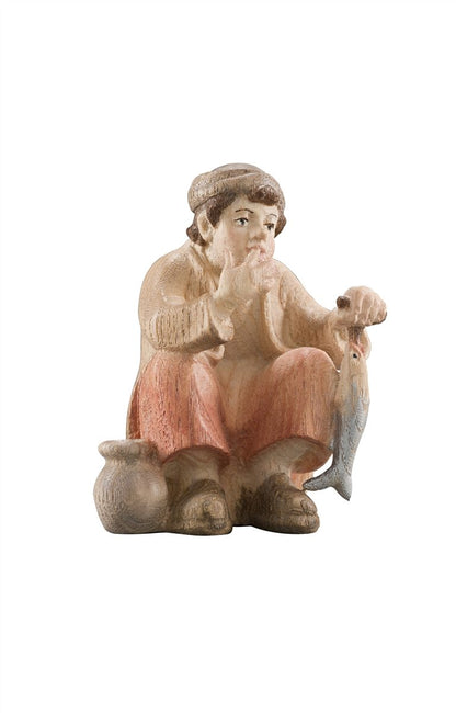 Pema Nativity Shepherd boy squatting with fish