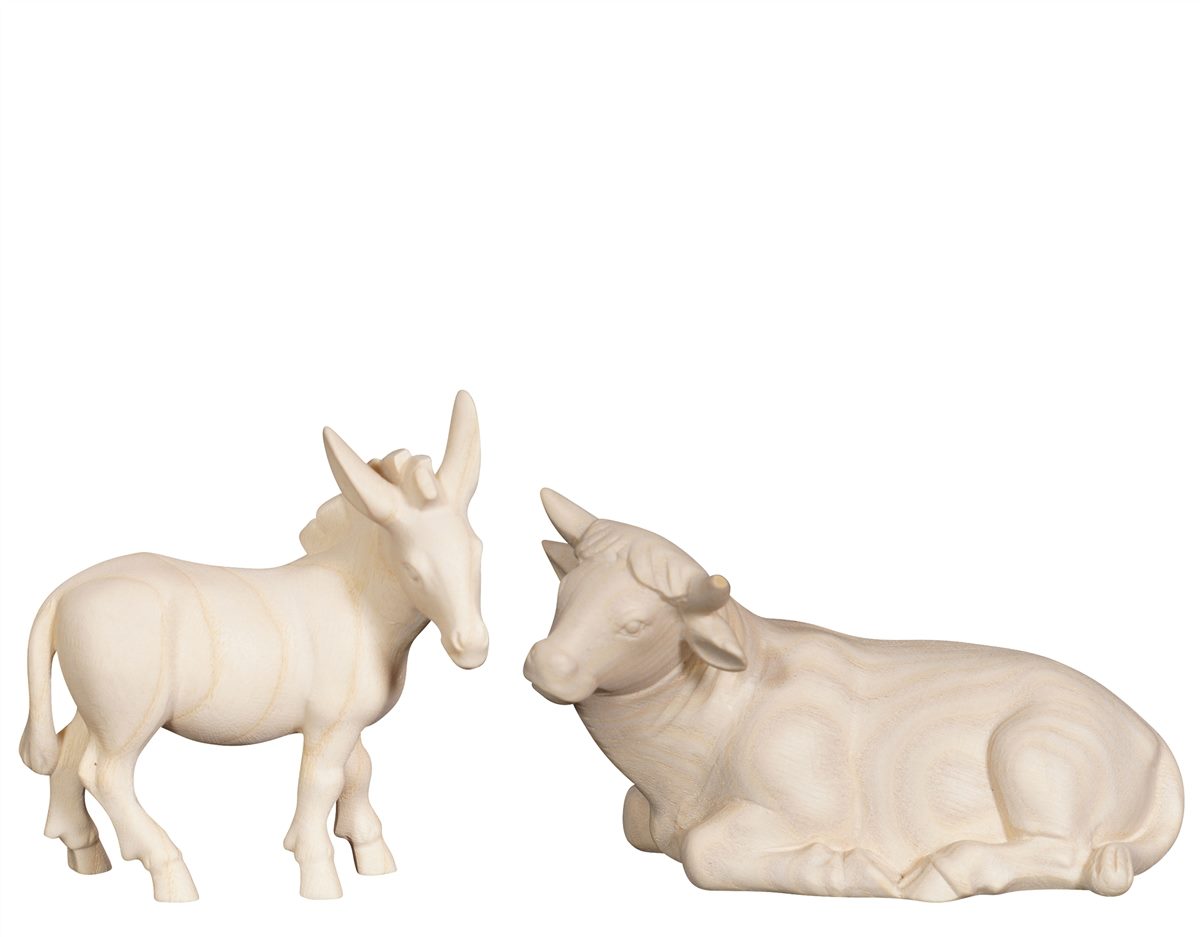 Pema Nativity scene with lying ox and donkey