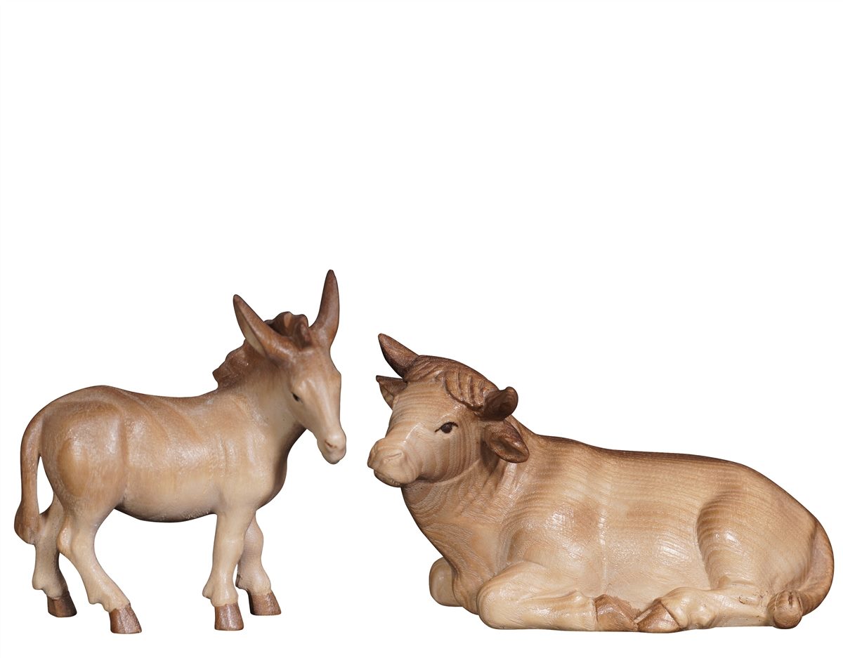 Pema Nativity scene with lying ox and donkey