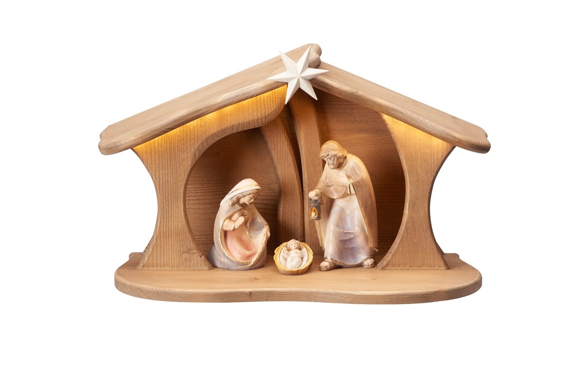 Pema Krippe Set  5 teilig Familienstall Luce mit LED
