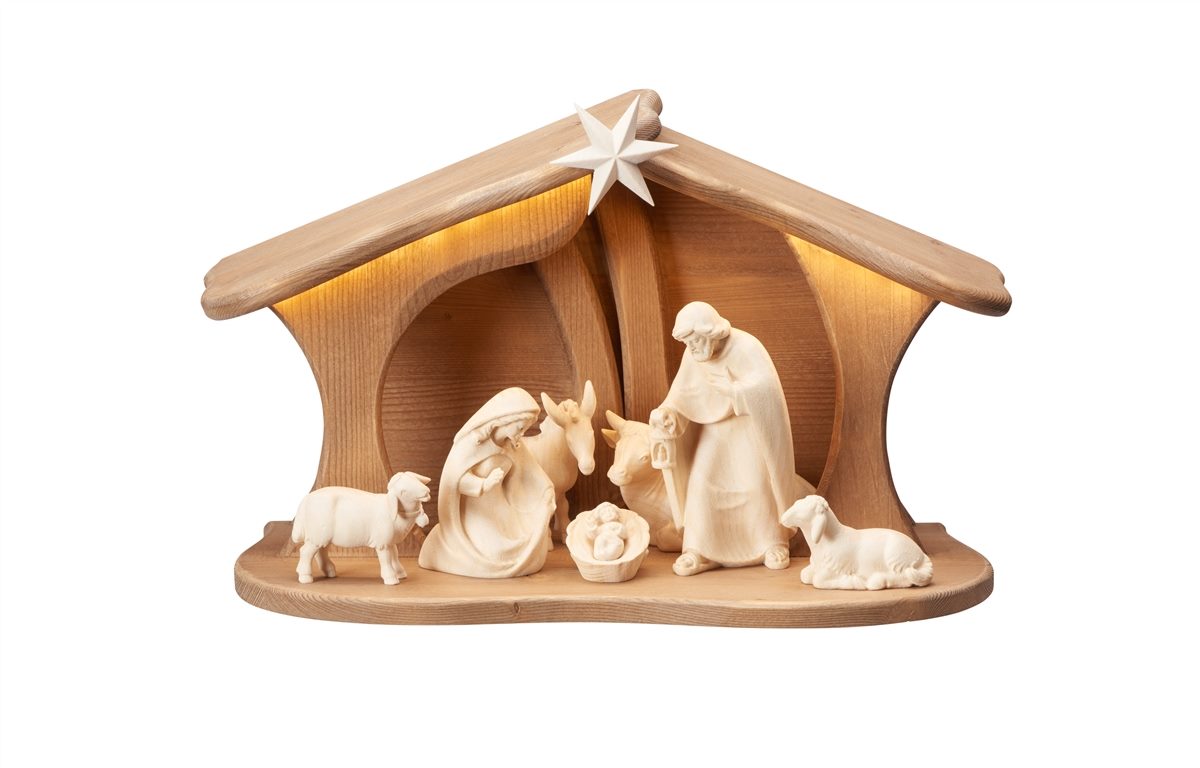 Pema Nativity Set 9 pieces Family Stable Luce with LED