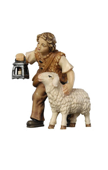 Hirtenbub mit Schaf und Laterne bemalt