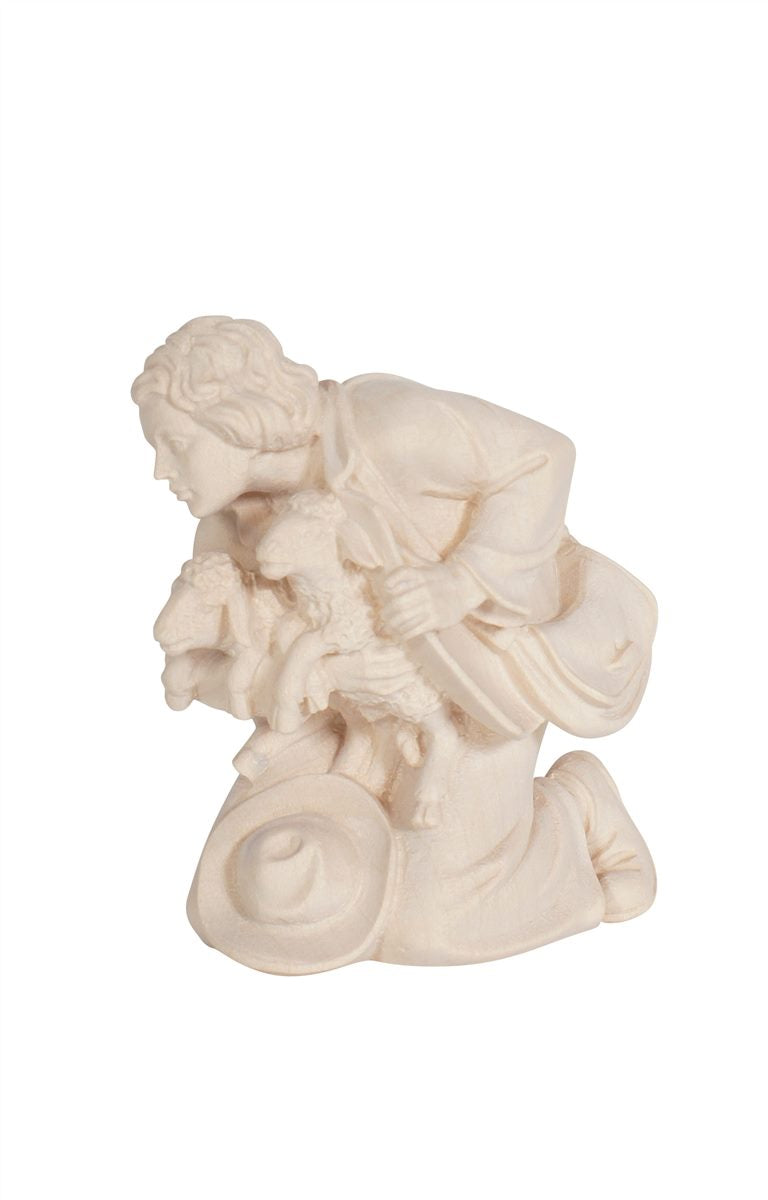 Kostner Nativity Shepherd kneeling with 2 lambs
