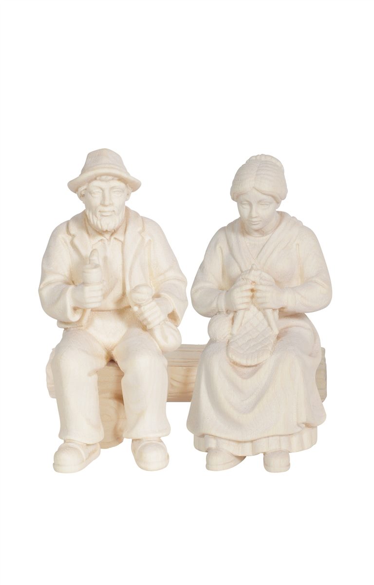 Kostner Nativity Grandma and Grandpa on a Bench