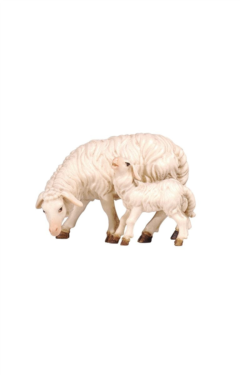 Kostner Krippe Schaf äsend mit Lamm