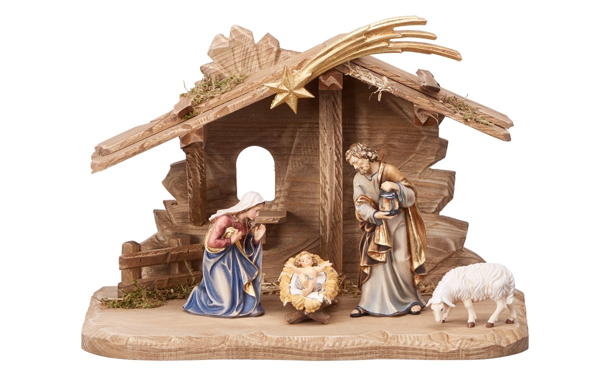 Kostner Nativity Set 7 pieces - Family Stable Tyrol