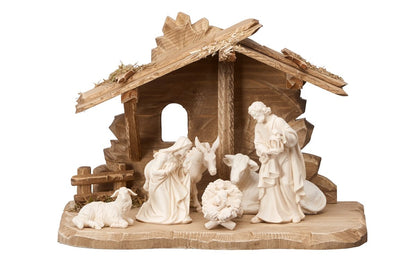 Kostner Nativity Set 7 pieces - Family Stable Tyrol
