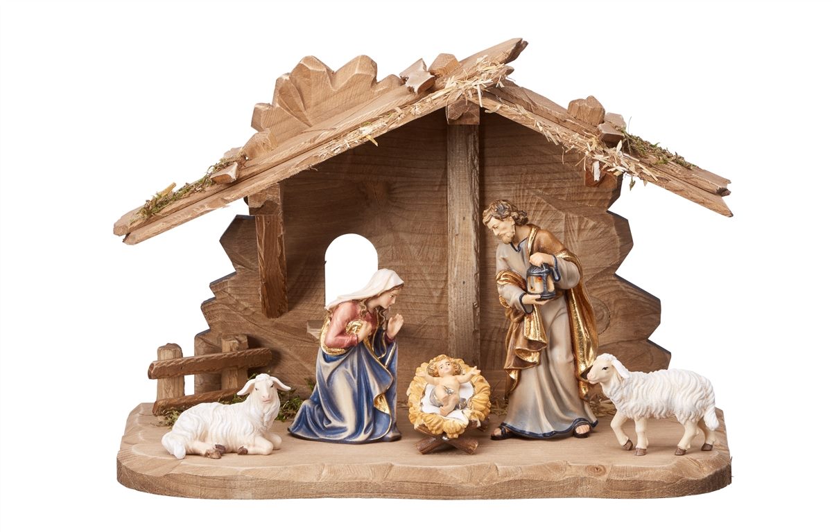 Kostner Nativity Set 7 pieces - Family Stable Tyrol
