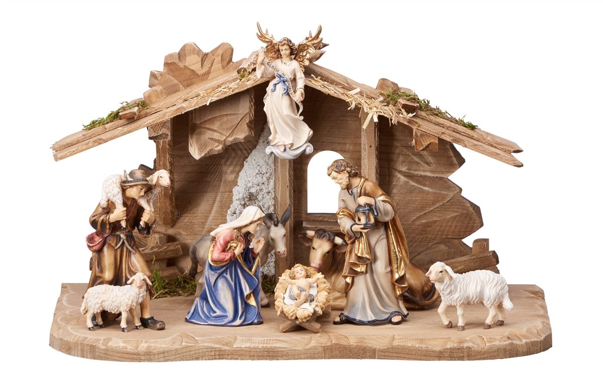 Kostner Nativity Set 10 pieces - Family Stable Tyrol