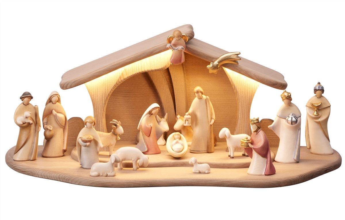 Leonardo Krippe Set 20 teilig Stall Luce mit LED