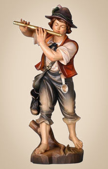 Floetenspieler-40cm-bemalt Holzgeschnitzt 