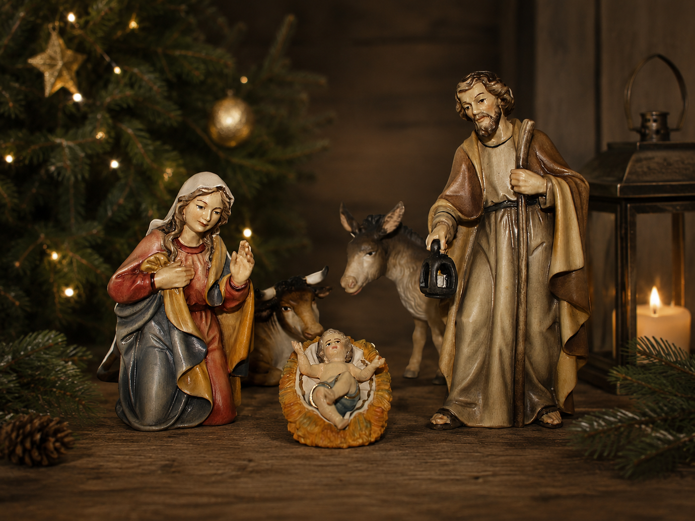 Heilige Krippe Heilige Familie holzgeschnitzt