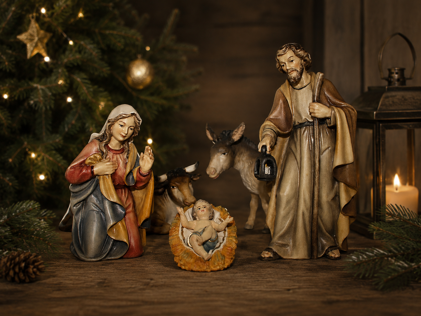 Heilige Krippe Heilige Familie holzgeschnitzt