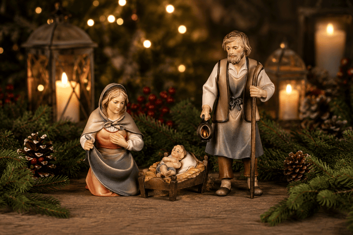 Hirten Krippe Heilige Familie holzgeschnitzt