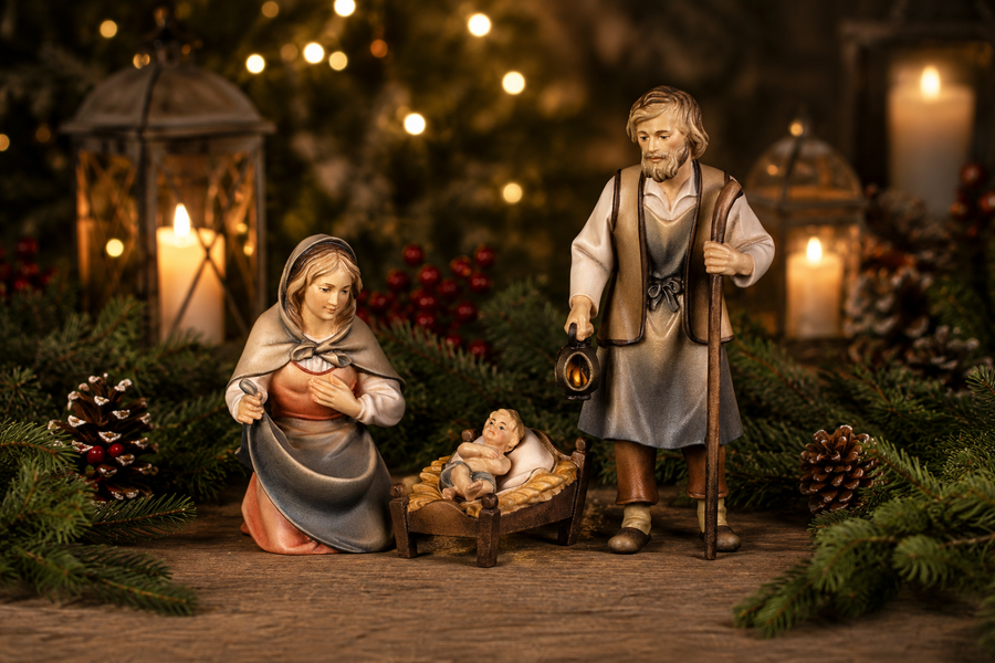 Hirten Krippe Heilige Familie holzgeschnitzt