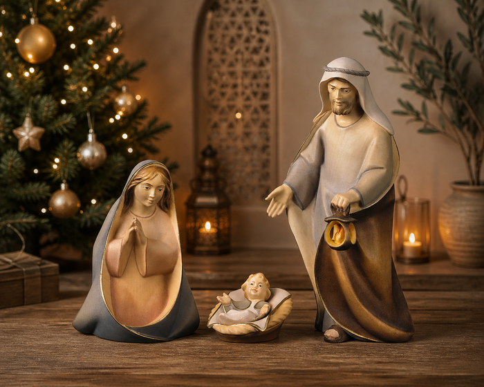 Weihnachtskrippe aus Holz - Komet Krippe Heilige Familie
