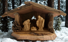 Kostner Nativity Set 17 pieces - Alpine stable with lighting