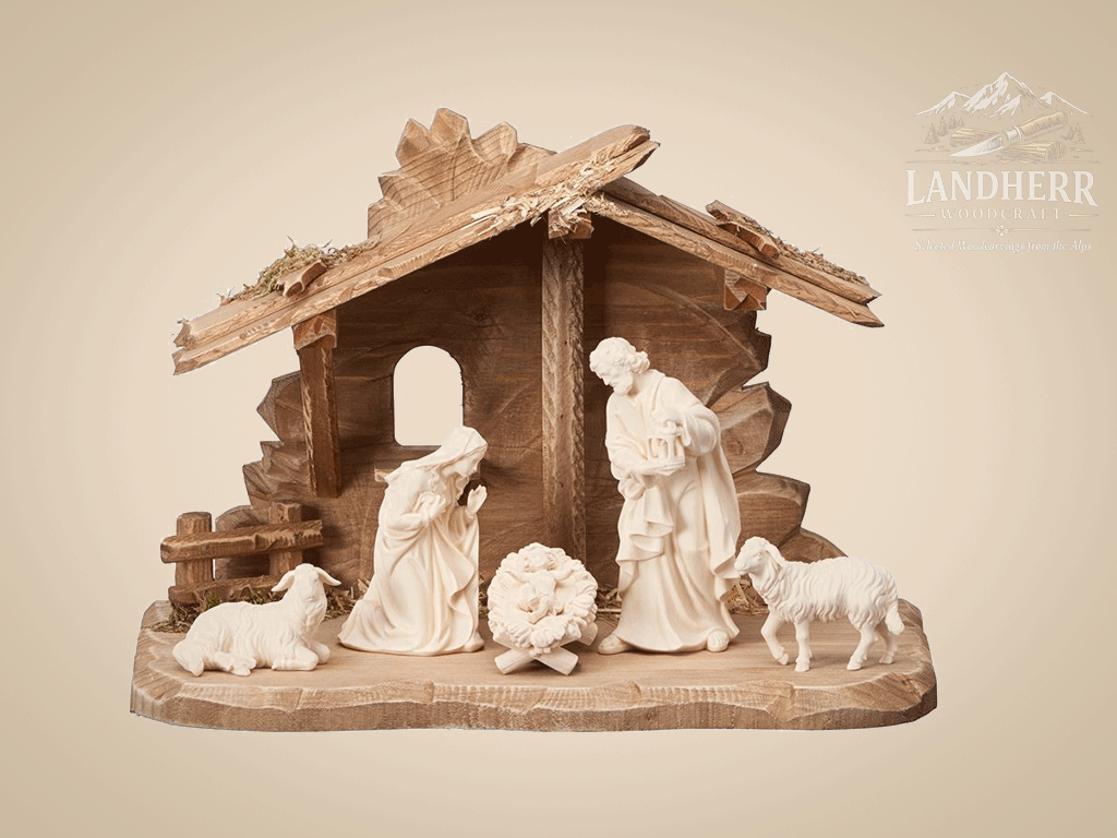 Kostner-Krippe-Set-7-teilig-Familienstall-Tirol-3-natur