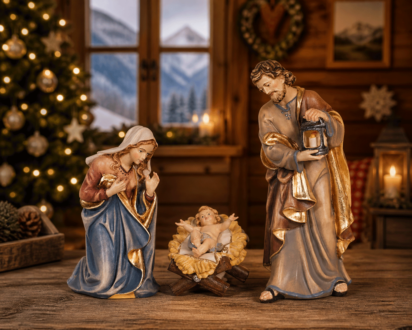 Kostner Krippe Heilige Familie holzgeschnitzt