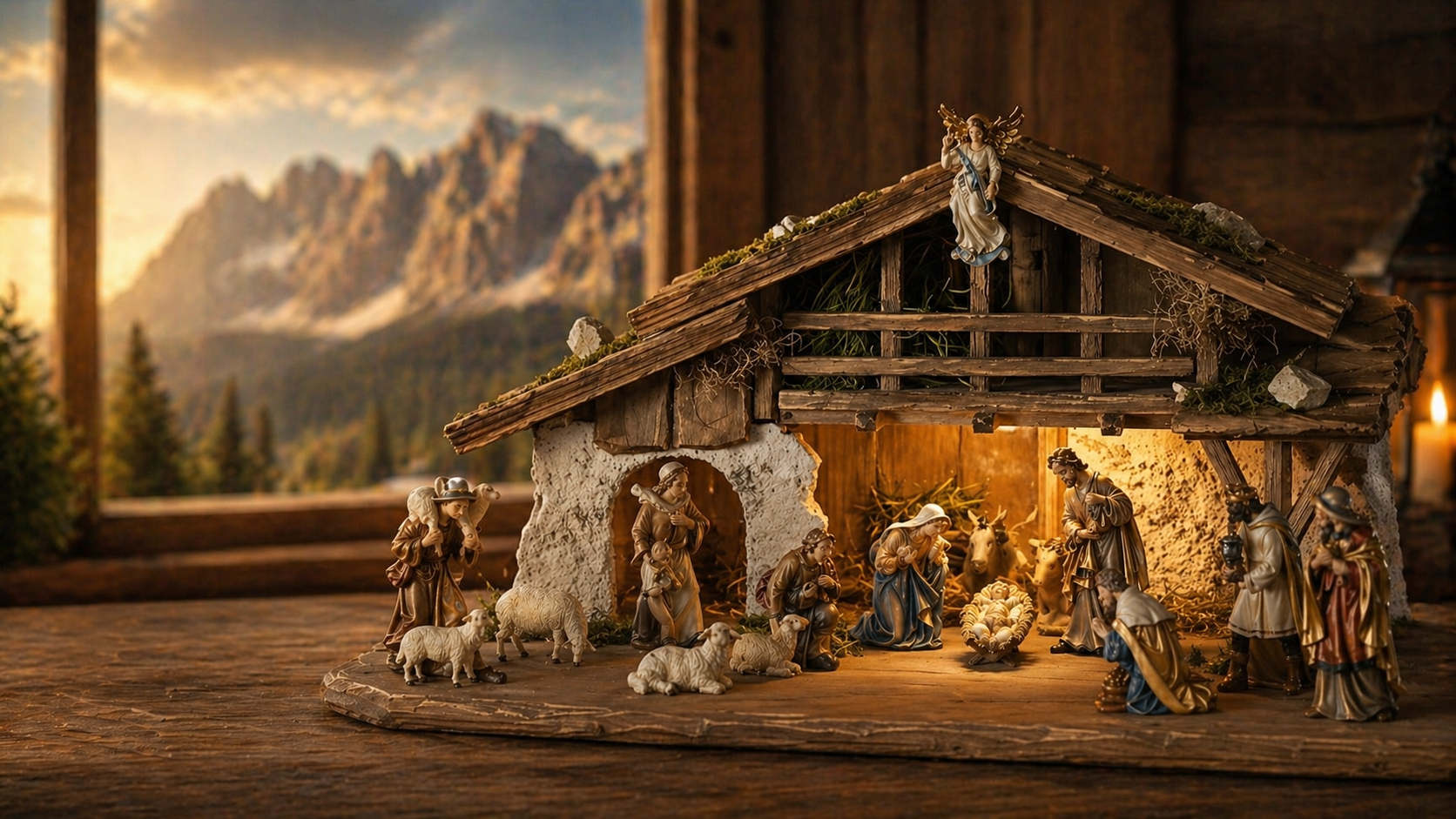 Holzgeschnitzte Krippen und Holzfiguren aus Südtirol