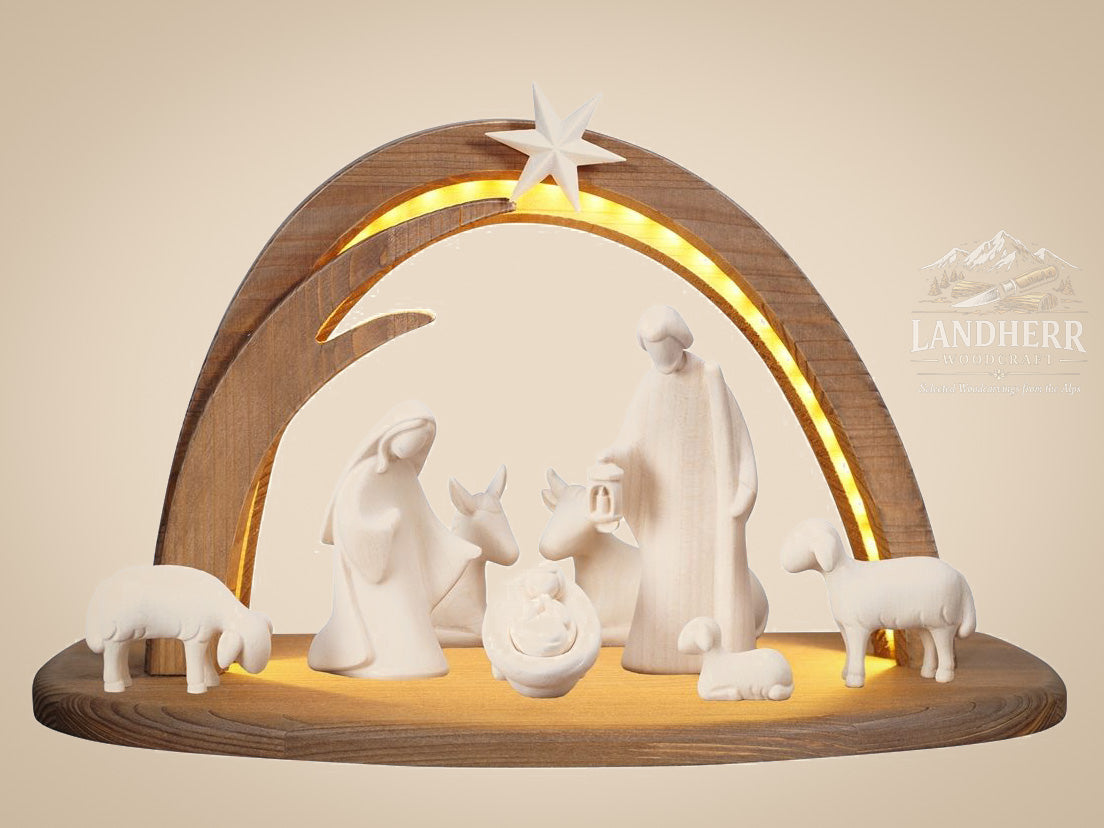 Krippenset-Leonardo-Krippe-10-Teile-natur-Stall-Stella