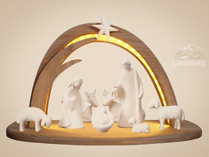 Krippenset-Leonardo-Krippe-10-Teile-natur-Stall-Stella