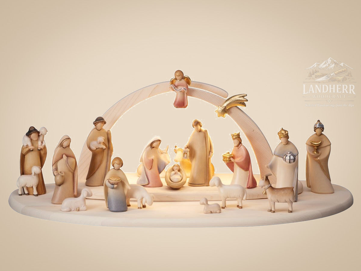 Krippenset-Leonardo-Krippe-21-Teile-Stall-Sternenhimmel