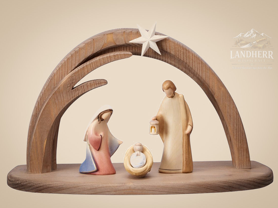 Krippenset-Leonardo-Krippe-5-Teile-Stall-Stern