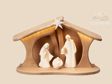 Krippenset-Leonardo-Krippe-5-Teile-natur-Stall-LuceLED