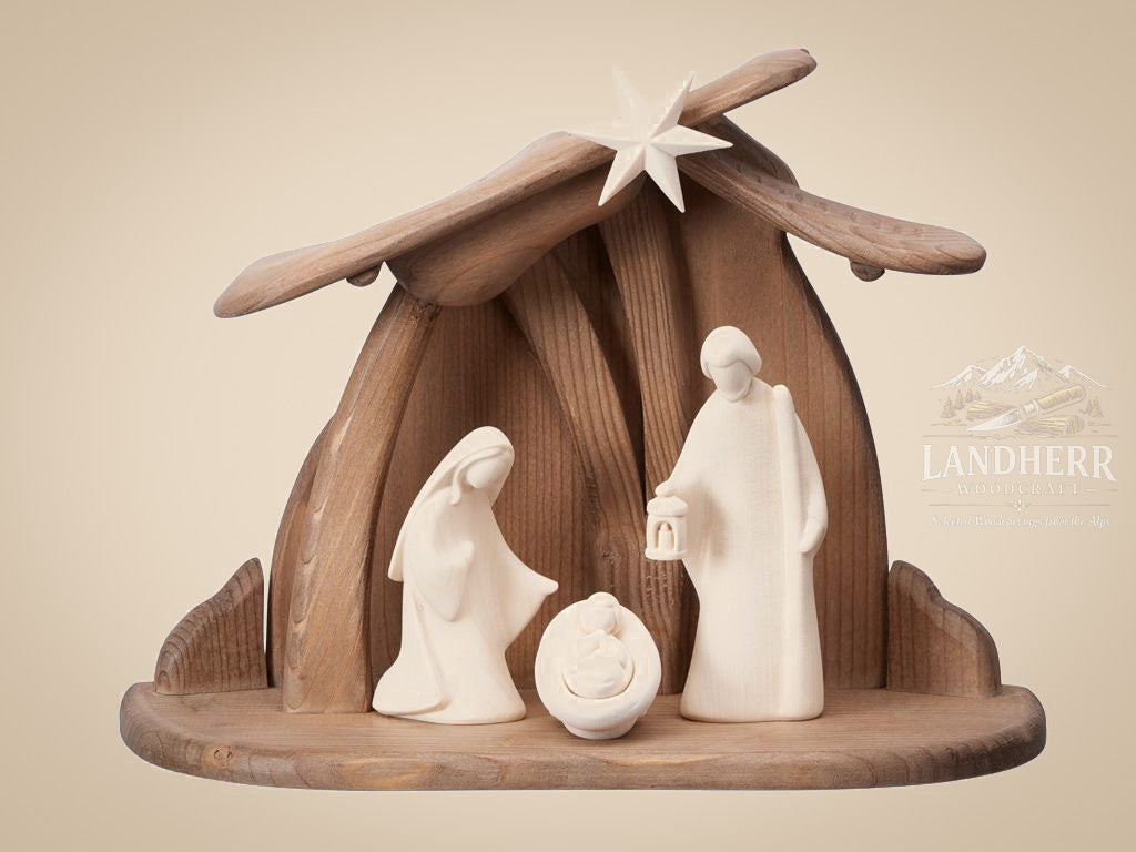 Krippenset-Leonardo-Krippe-5-Teile-natur-Stall-PEMA