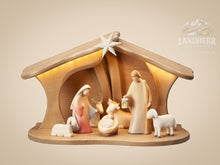 Krippenset-Leonardo-Krippe-9-Teile-Stall-LuceLED