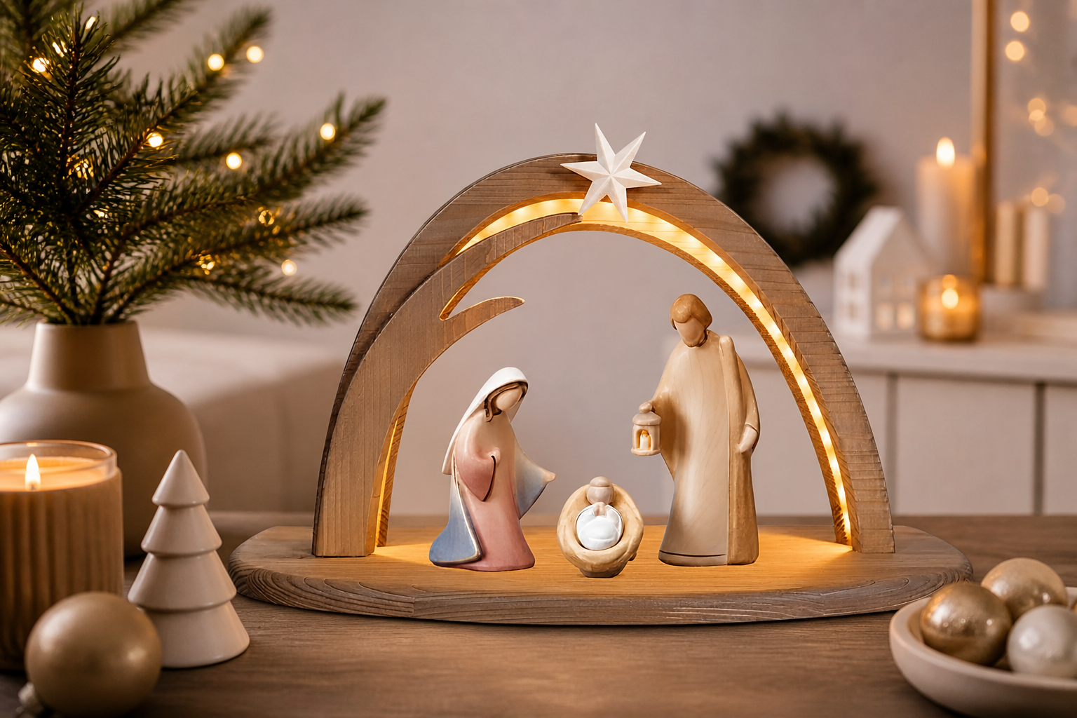Krippensets aus Holz geschnitzt