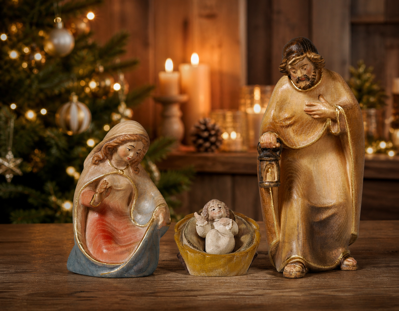 PEMA Krippe Heilige Familie holzgeschnitzt