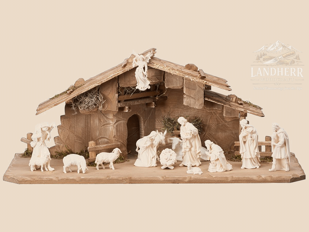Set-15-teilig-Stall-Hl_Nacht Kostner Krippe natur